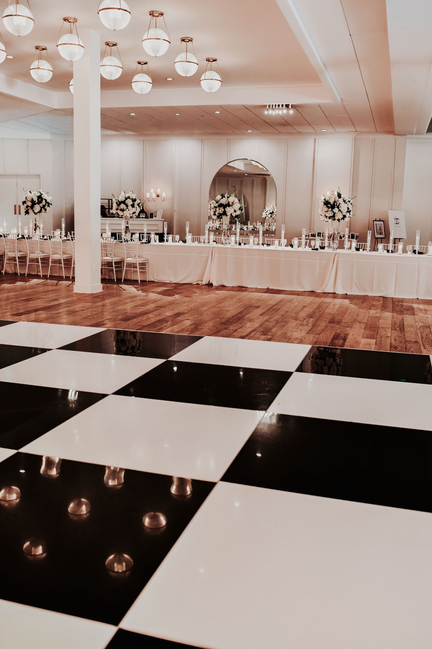 Black-tie reception place settings at Hall on Dragon Dallas
