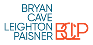 Bryan Cave Leighton Paisner BCLP law firm logo in blue and orange colors.