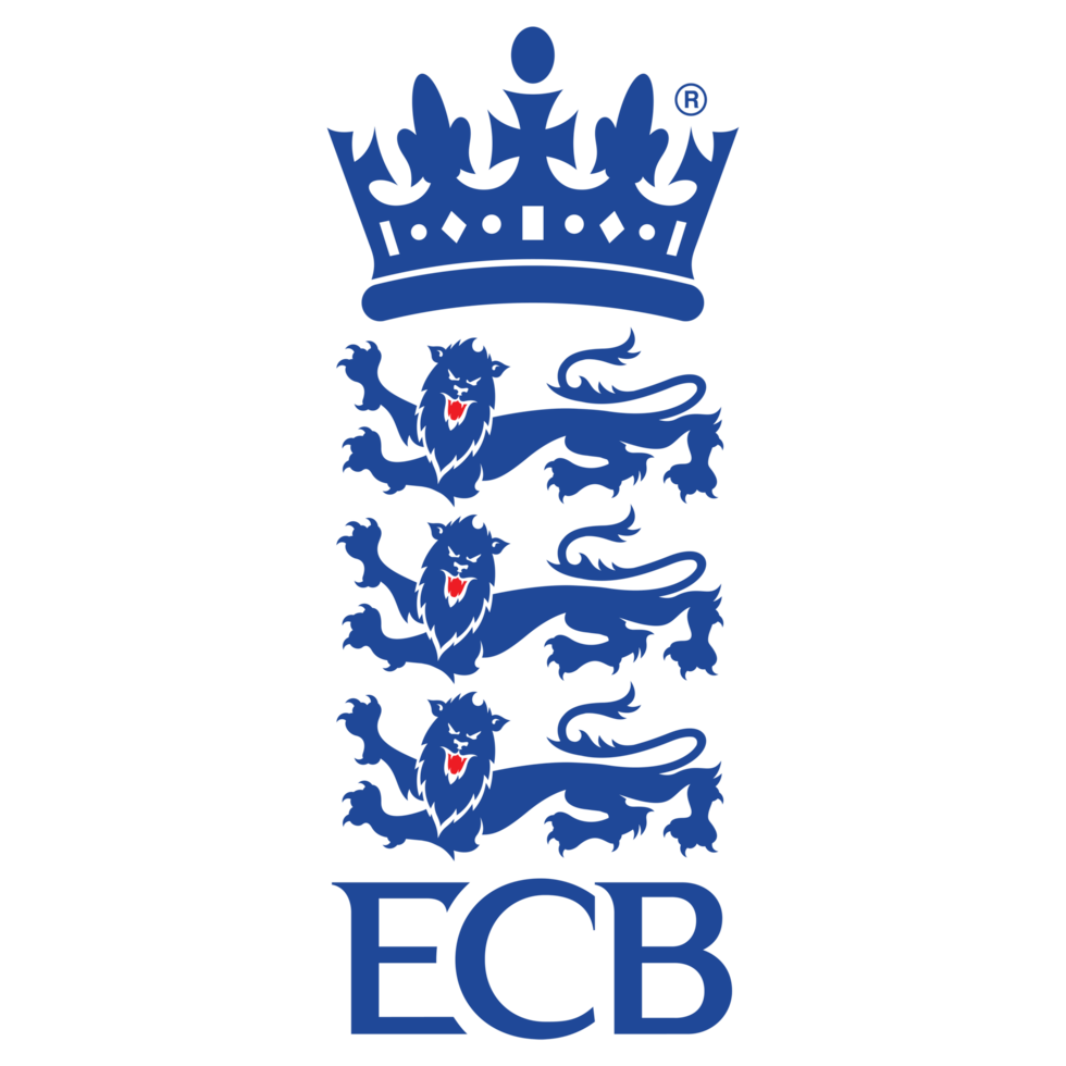 ECB England Cricket Board official logo featuring three lions and a crown in royal blue.