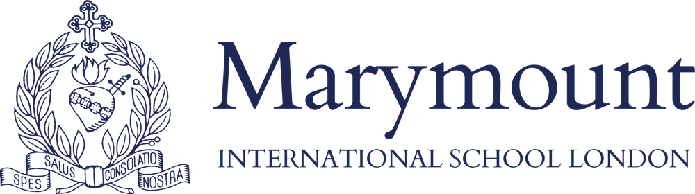Marymount International School London official logo with crest and navy blue typography.