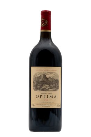 Anthony Rupert Optima 2019 red wine in a large magnum bottle with a vintage label, from South Africa.