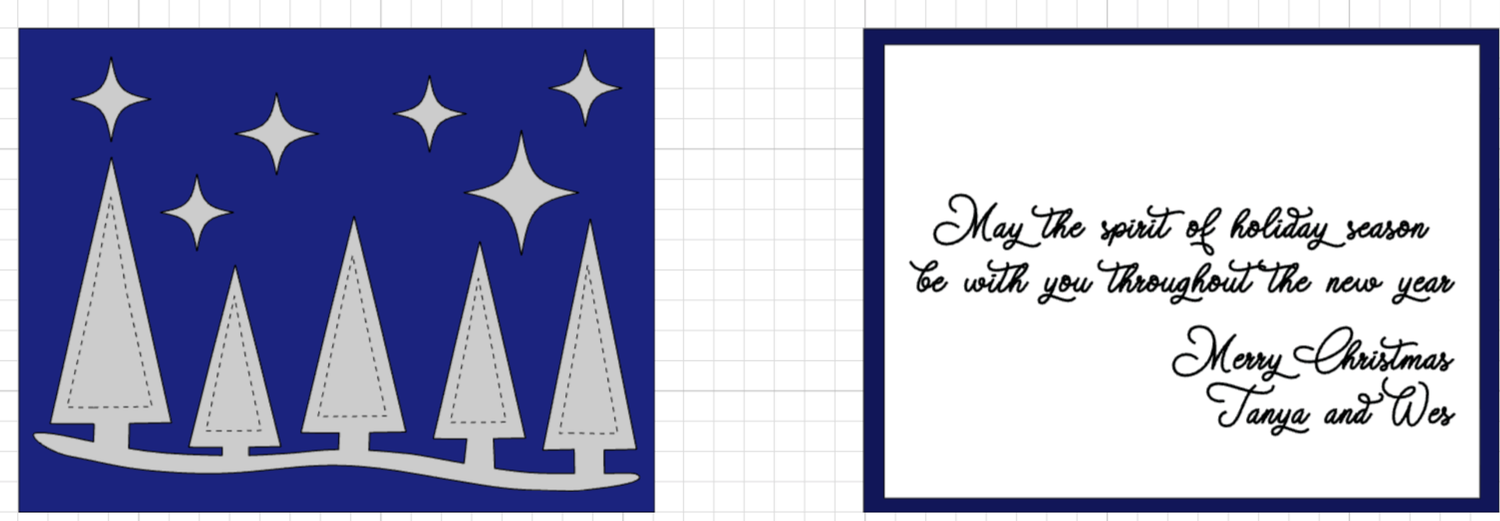 Holiday Card with Christmas Trees & Stars