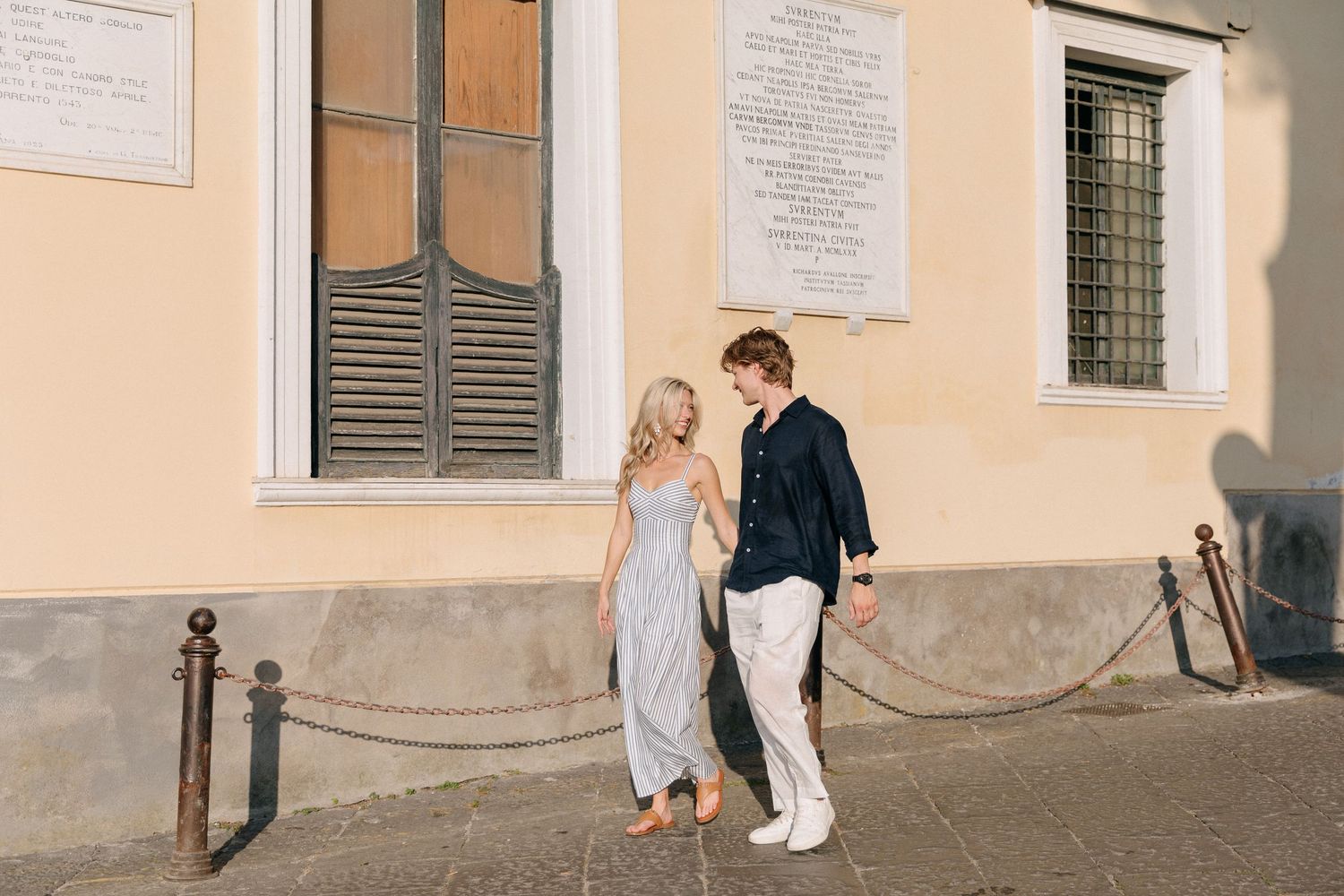 A couple walking near Hotel Tramontano in Sorrento