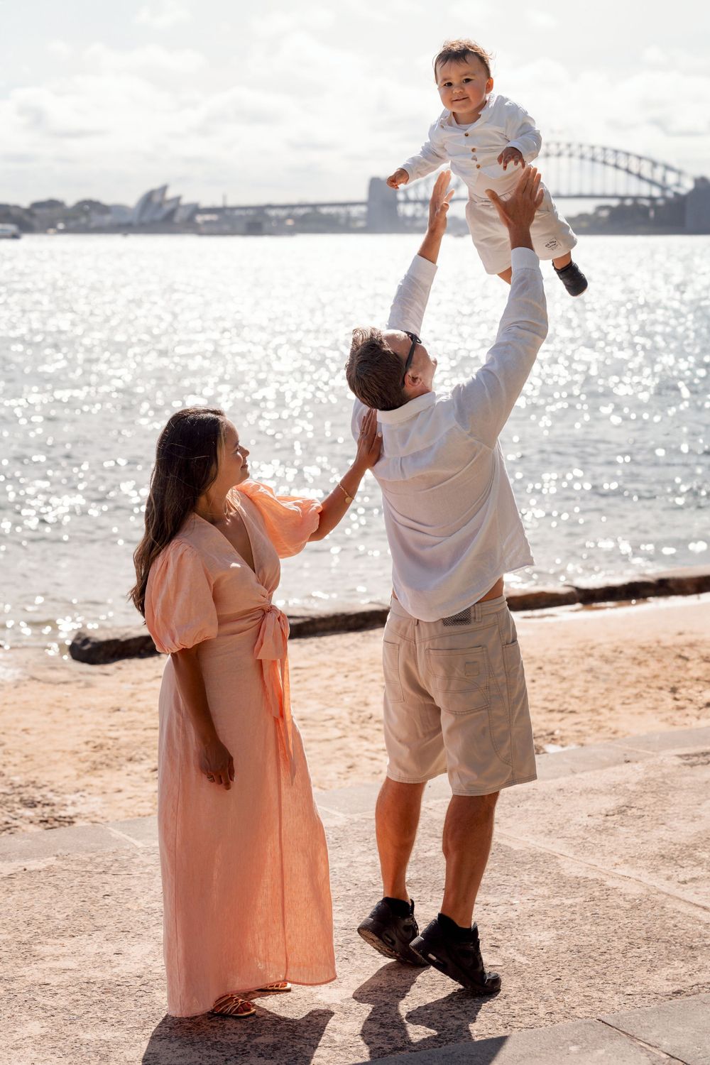 a one year old son and his family photoshoot in Bradleys Head Mosman