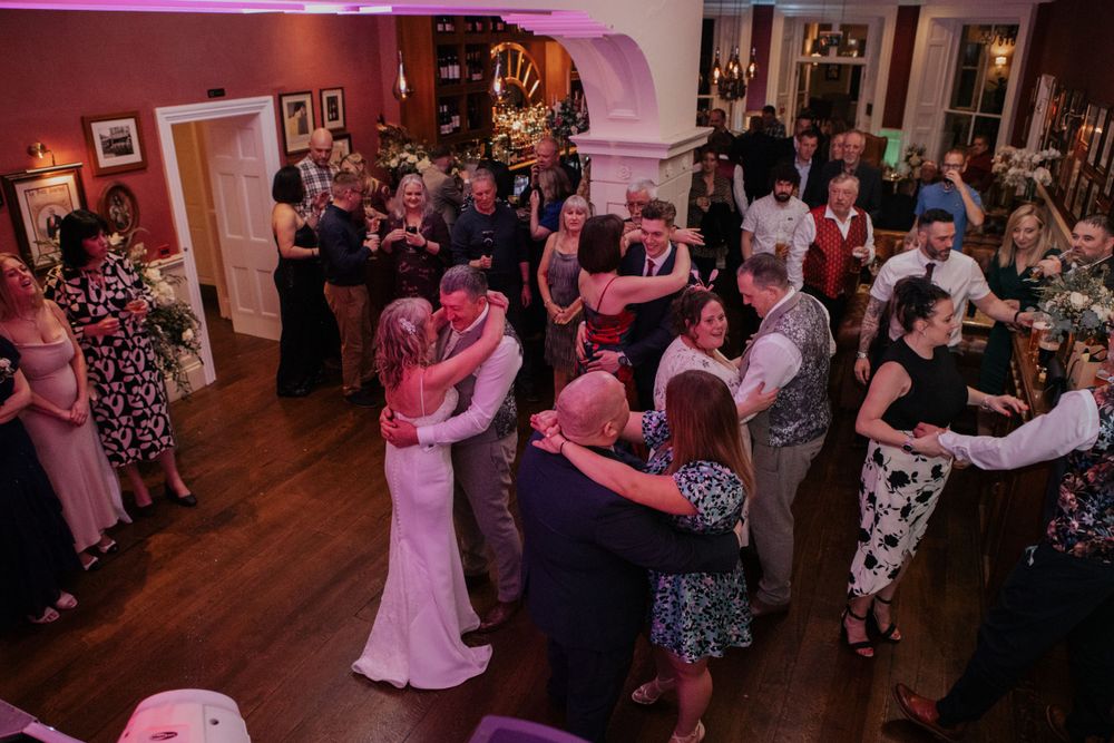 bride and groom first dance at a wedding at St Elizabeth's House in Plympton