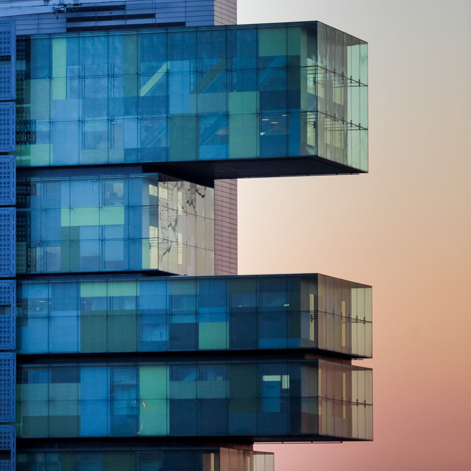 Architectural photograph of Manchester Law Courts at sunset