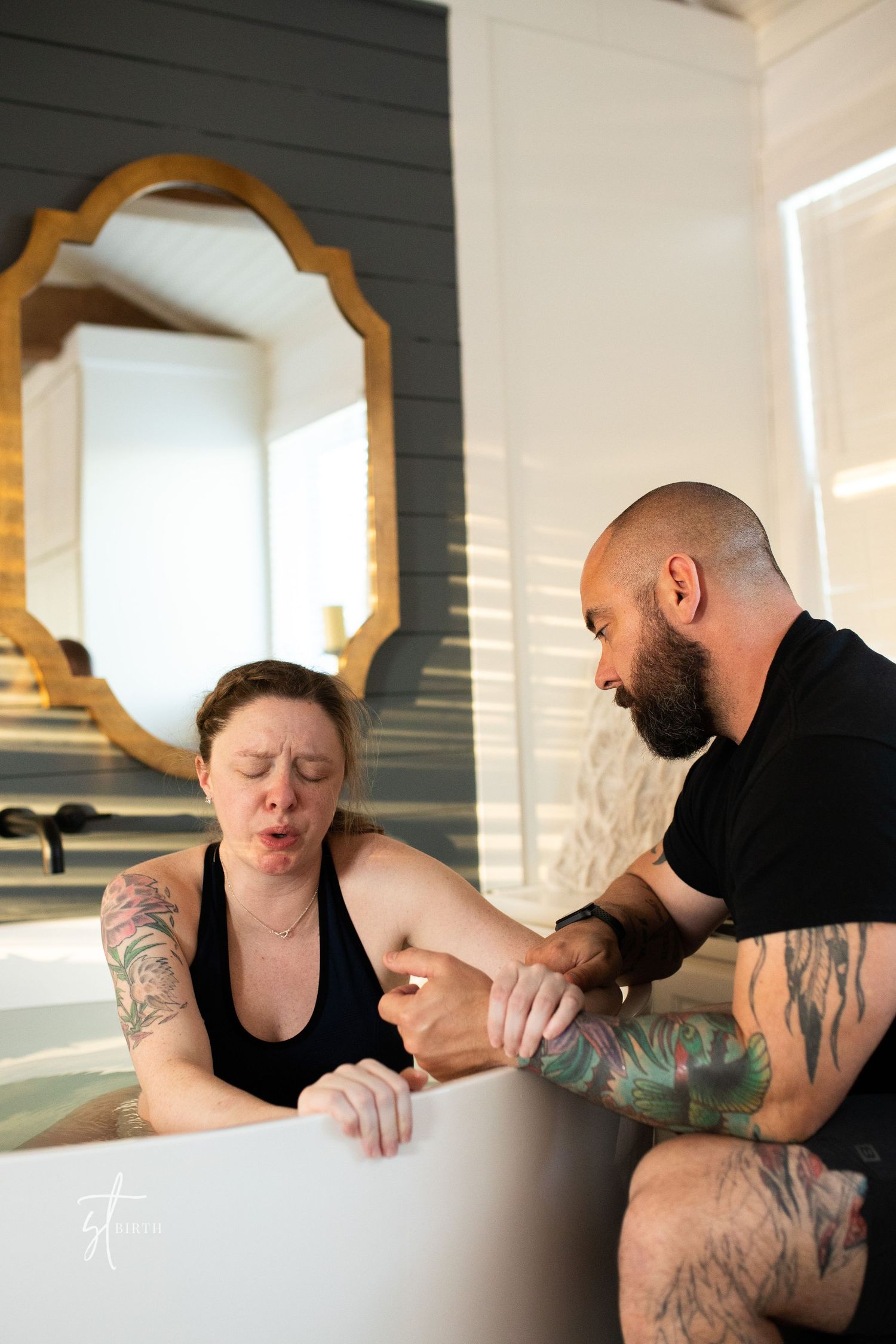 Tattooed-couple-center-for-birth-and-wellness-Fort-Worth-birthing-tub