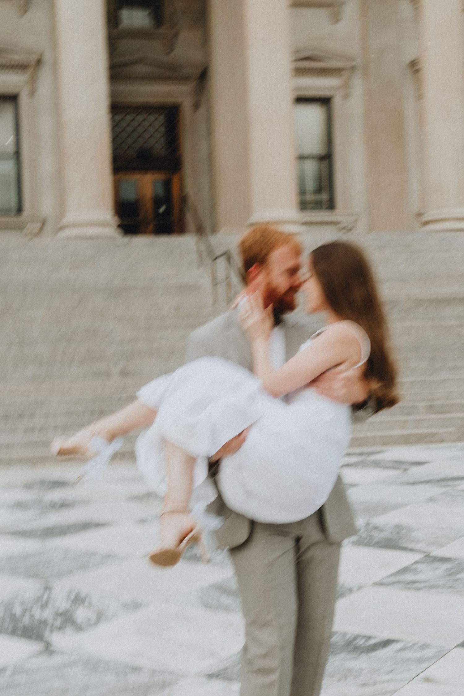A blurry photo of a couple