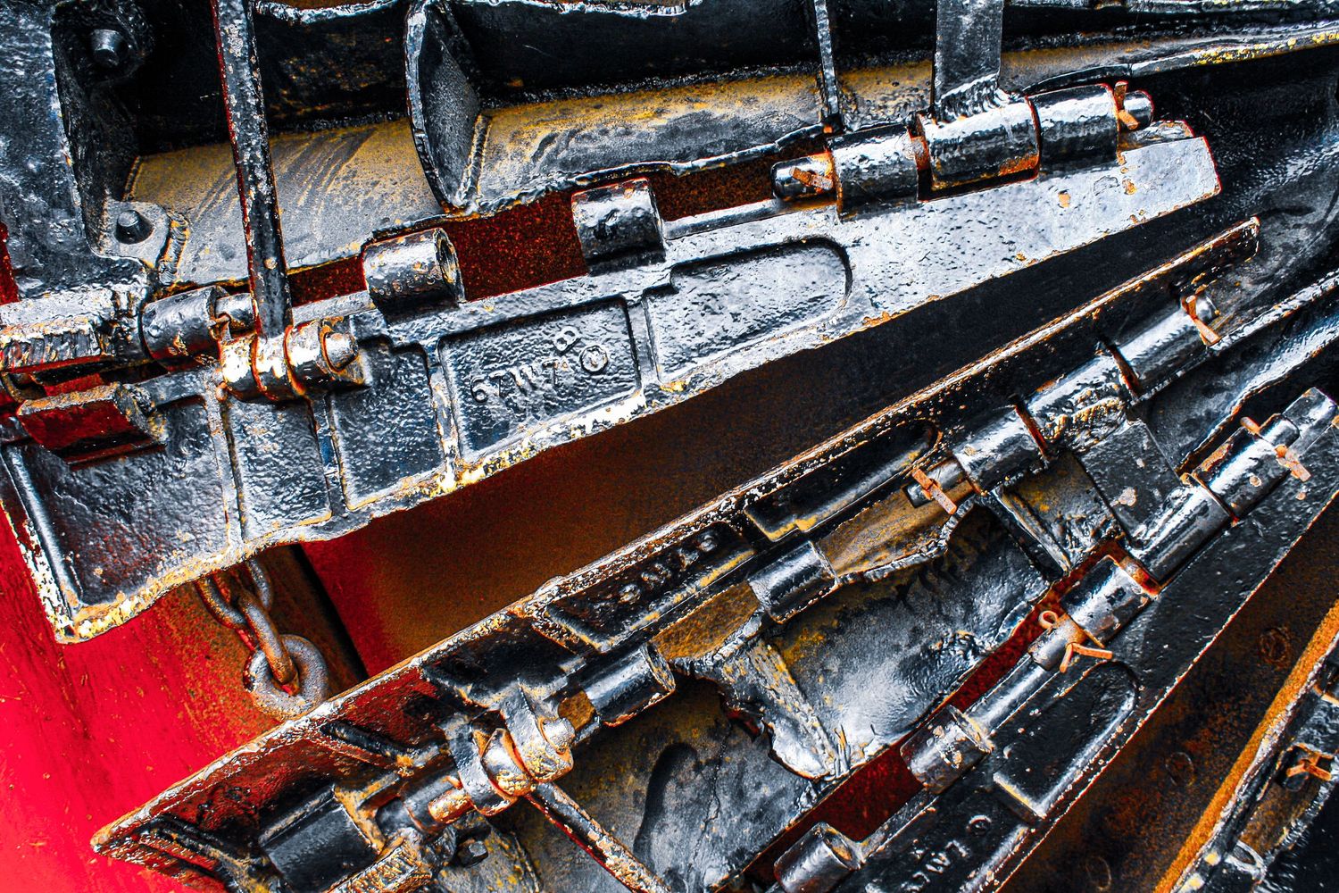 Close up of the blades for a old train snowblower, Skagway Alaska
