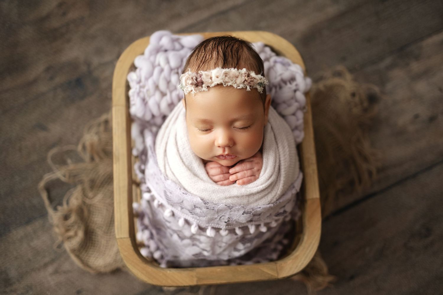 baby in basket newborn pictures