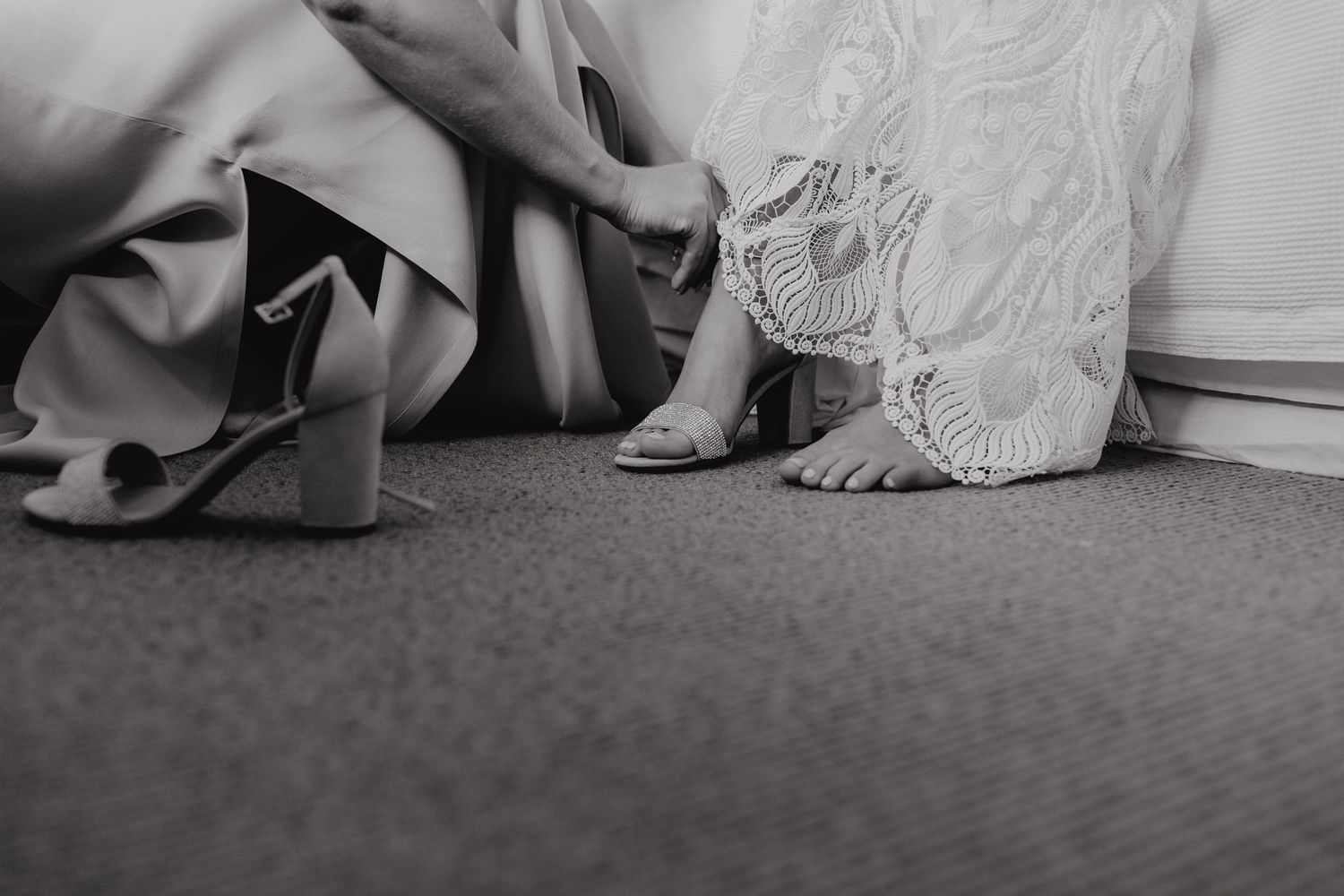 lace wedding dress getting ready wedding photo