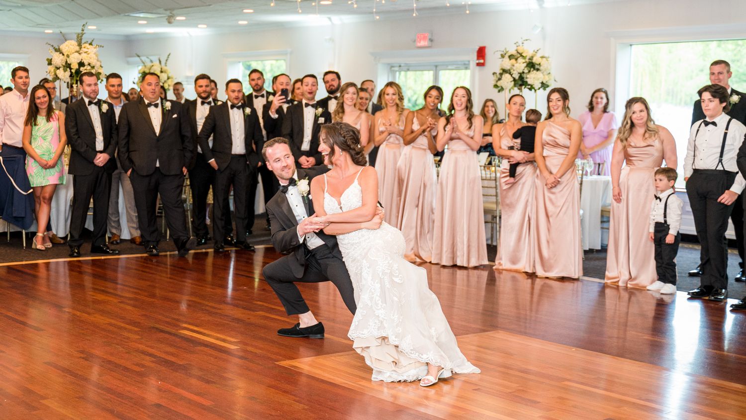 Exhilarating moment during the couple's first dance.
