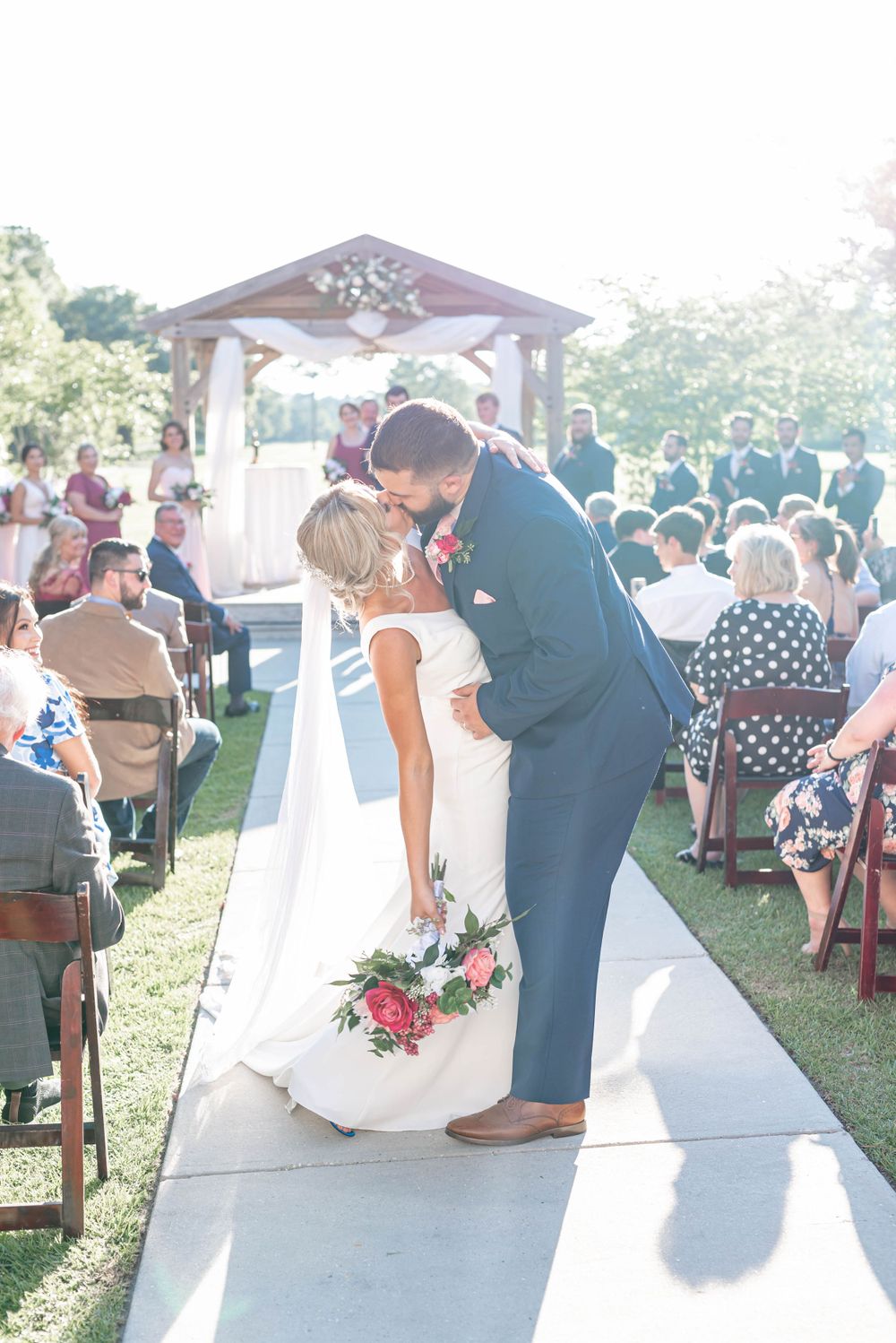 bride and groom dip