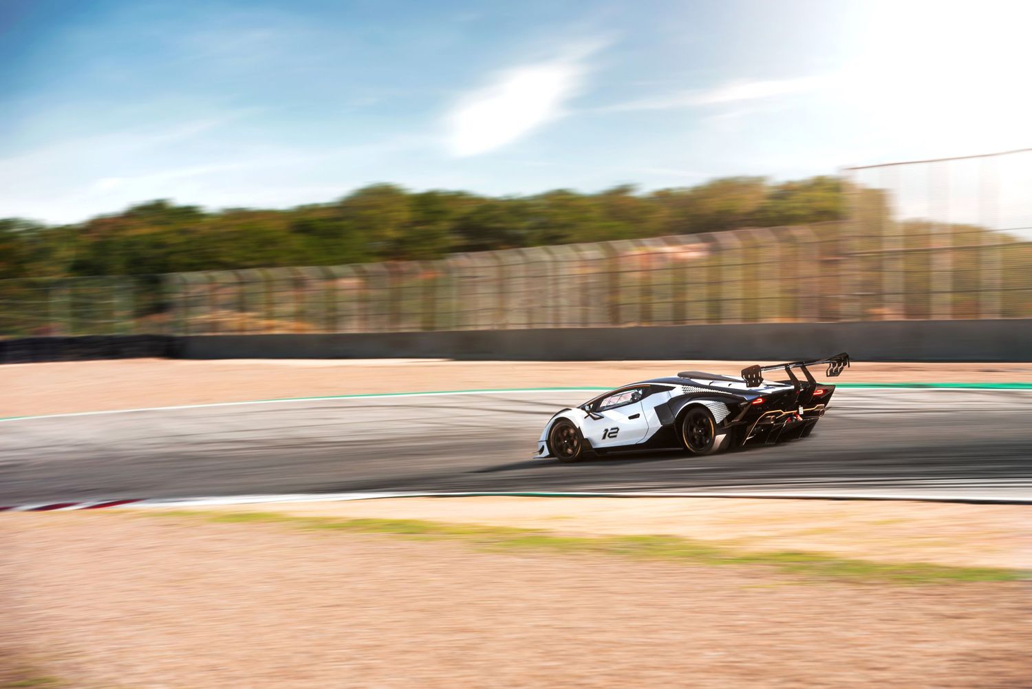 White Lamborghini Essenza Race Track Weathertech Laguna Seca