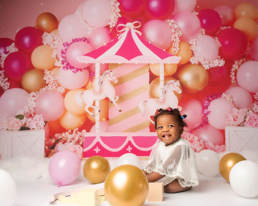 girl child first birthday celebration photo