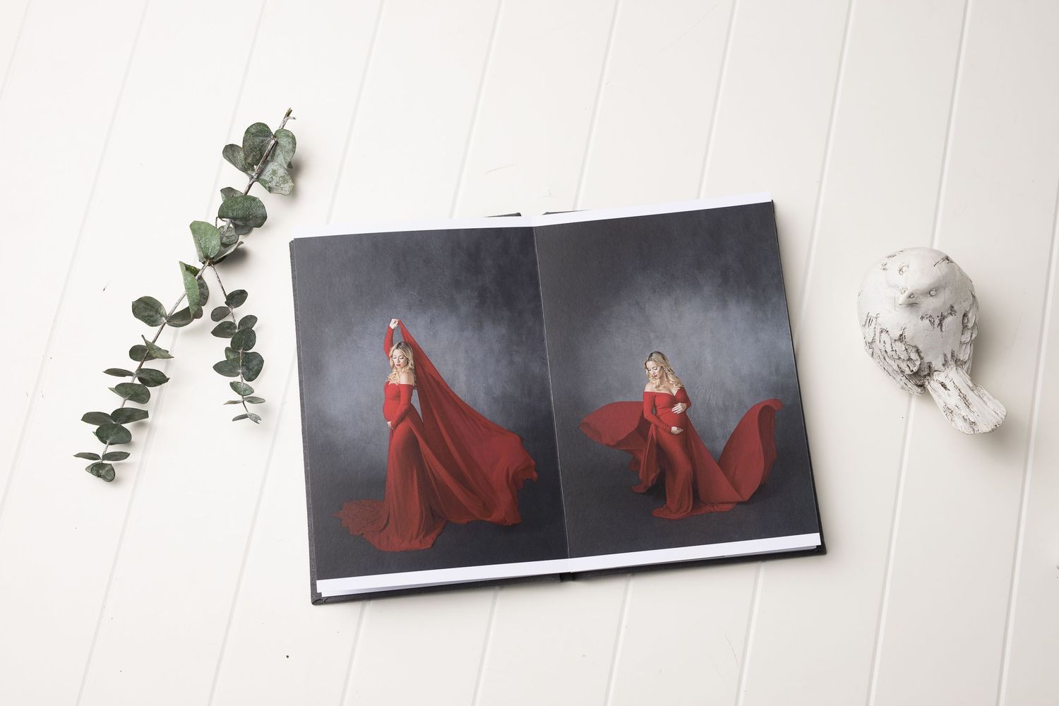 austin newborn photography petite maternity linen book open to spread