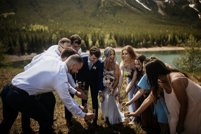Mountain wedding party