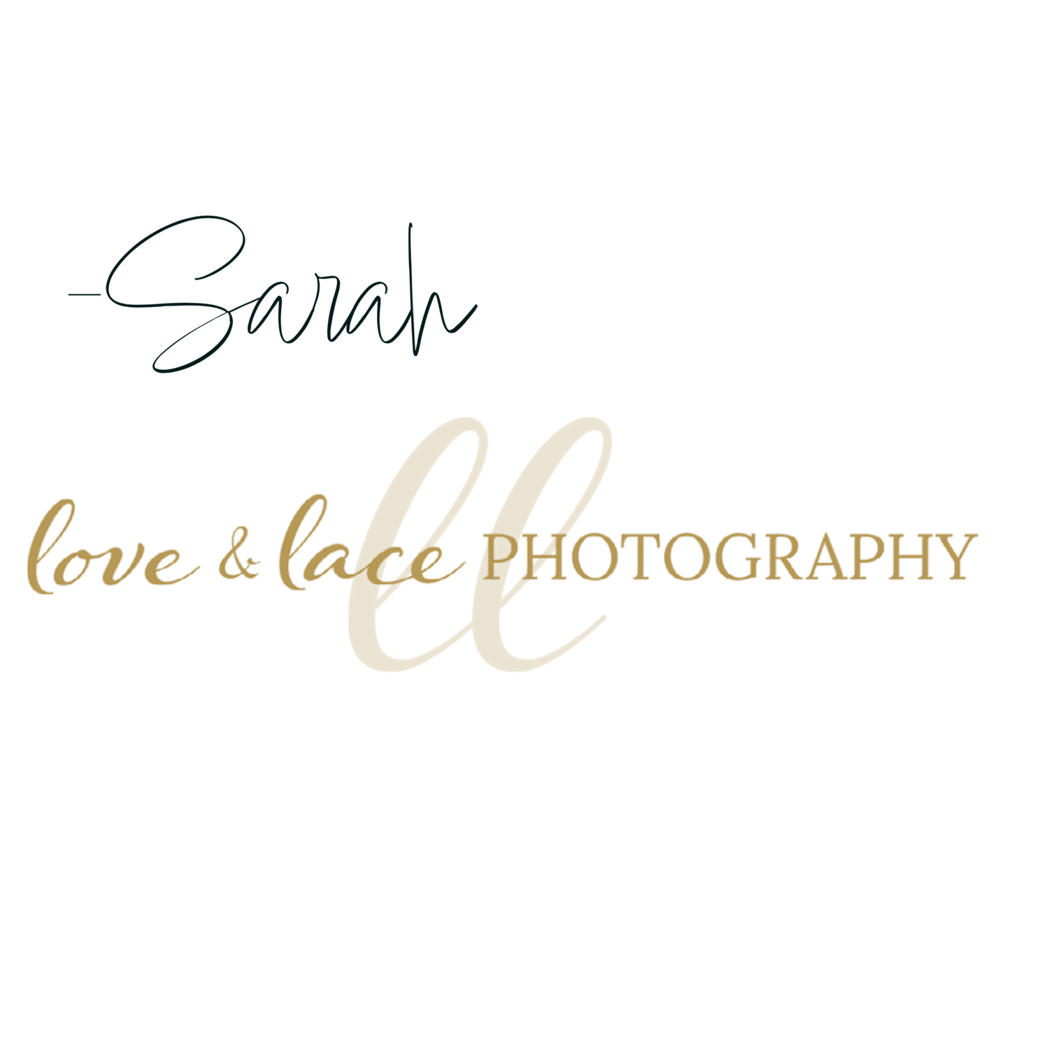 Elegant photography business logo with script text in teal and gold colors.