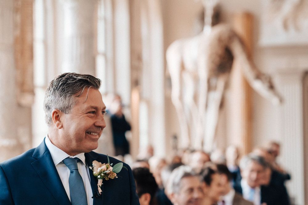John Torode waiting for Lisa Faulkner to walk down the Isle
