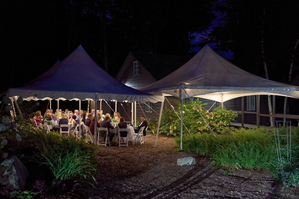 Night sky Squam Lake wedding tents