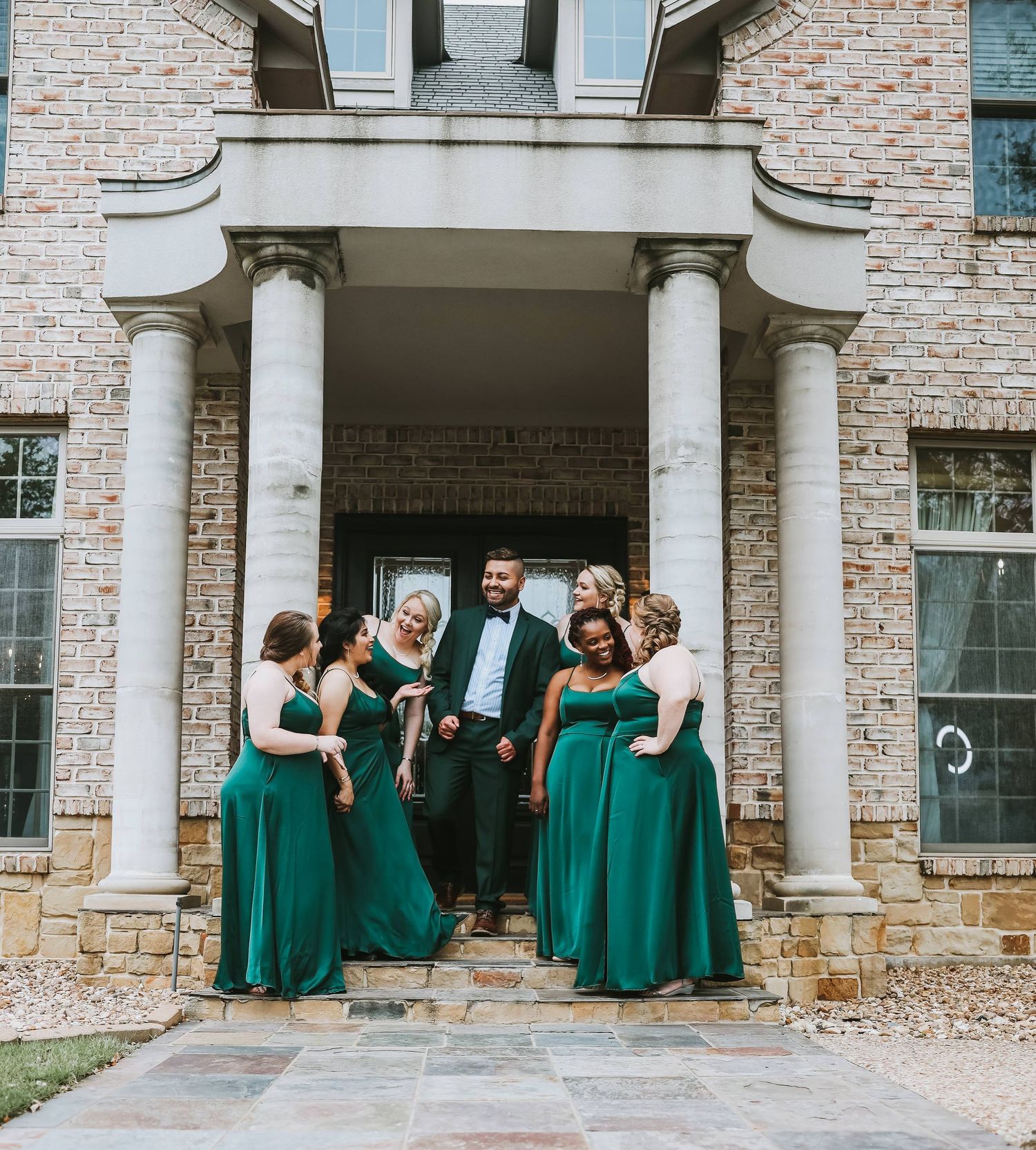 bridal party group shot The Barn at Wolf Ridge Farm