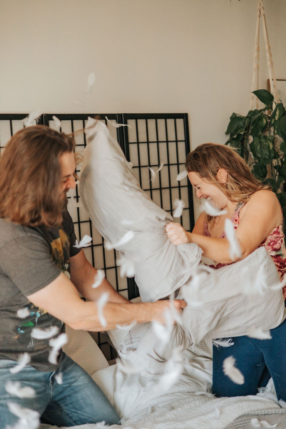 Pillow Fight Engagement Photo session