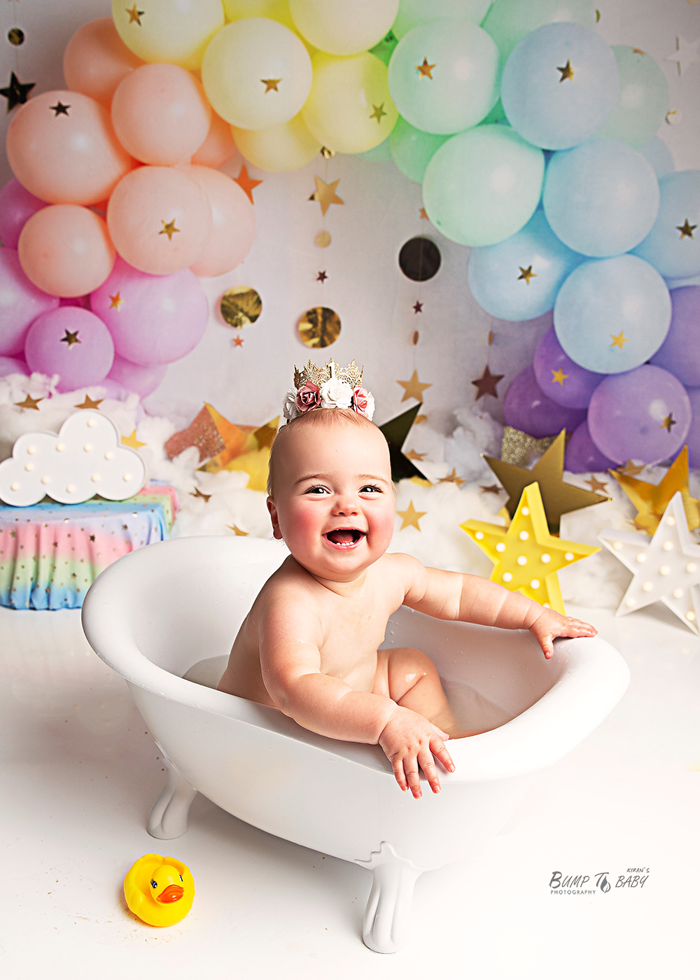 Rainbow theme cake smash photoshoot Croydon Melbourne