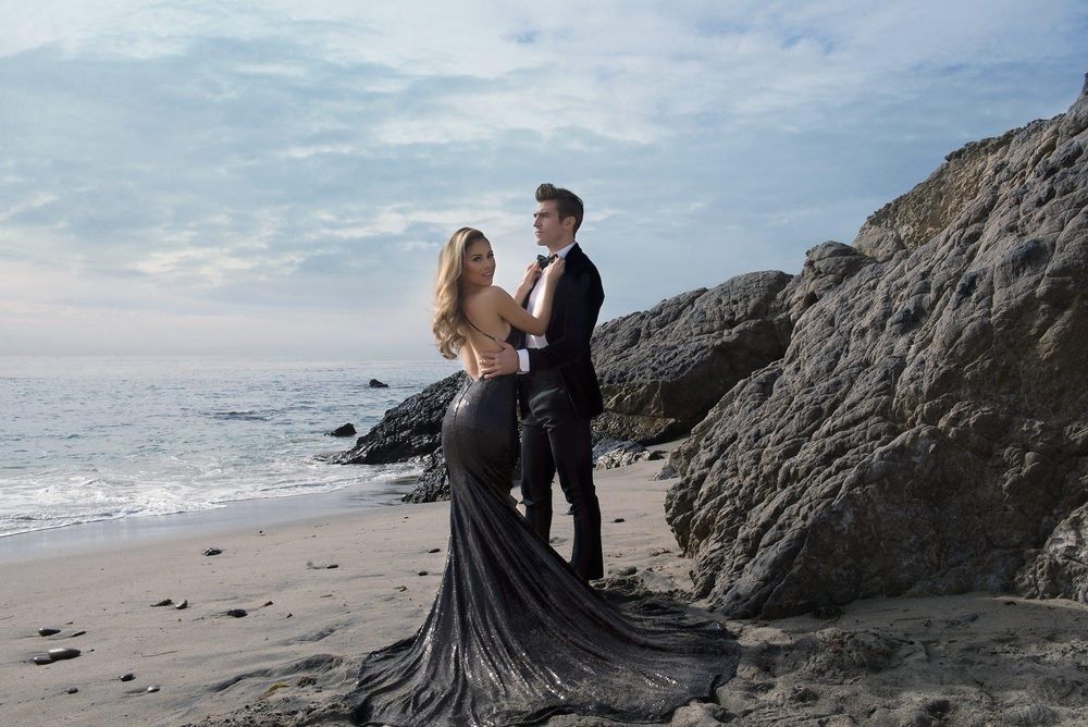 Ventura County California Beach engagement Photo, couple in formal wear
