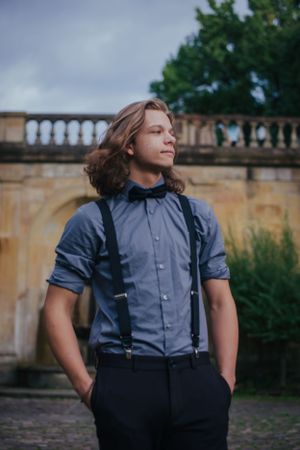 Strongsville senior exudes confidence, casting a strong gaze into the distance in the Cleveland Cultural Gardens.