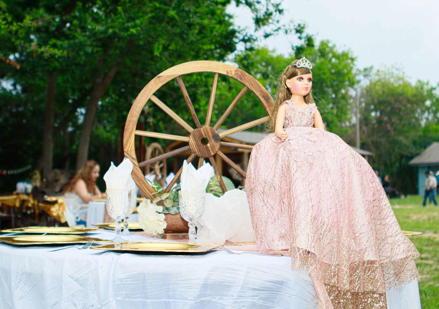 Western theme Quinceanera with pink dress doll