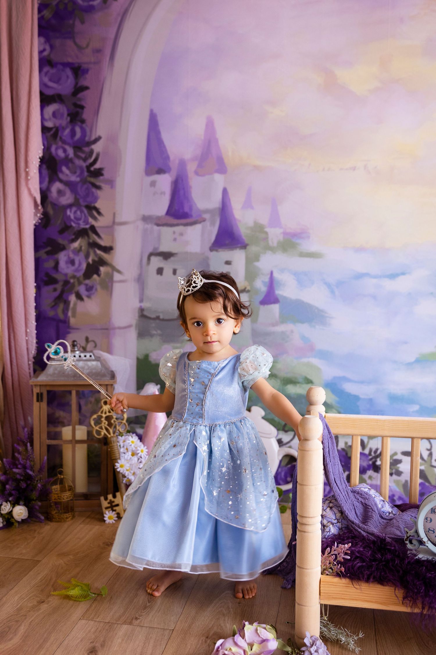 Little Princess dressed in blue baby photography