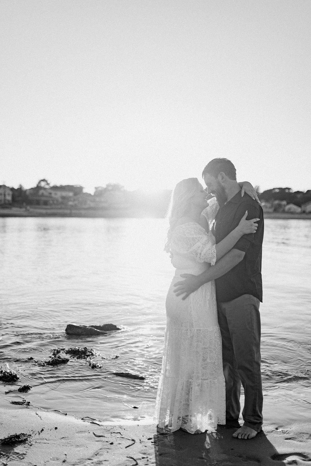 sunset engagement photos on the beach maine