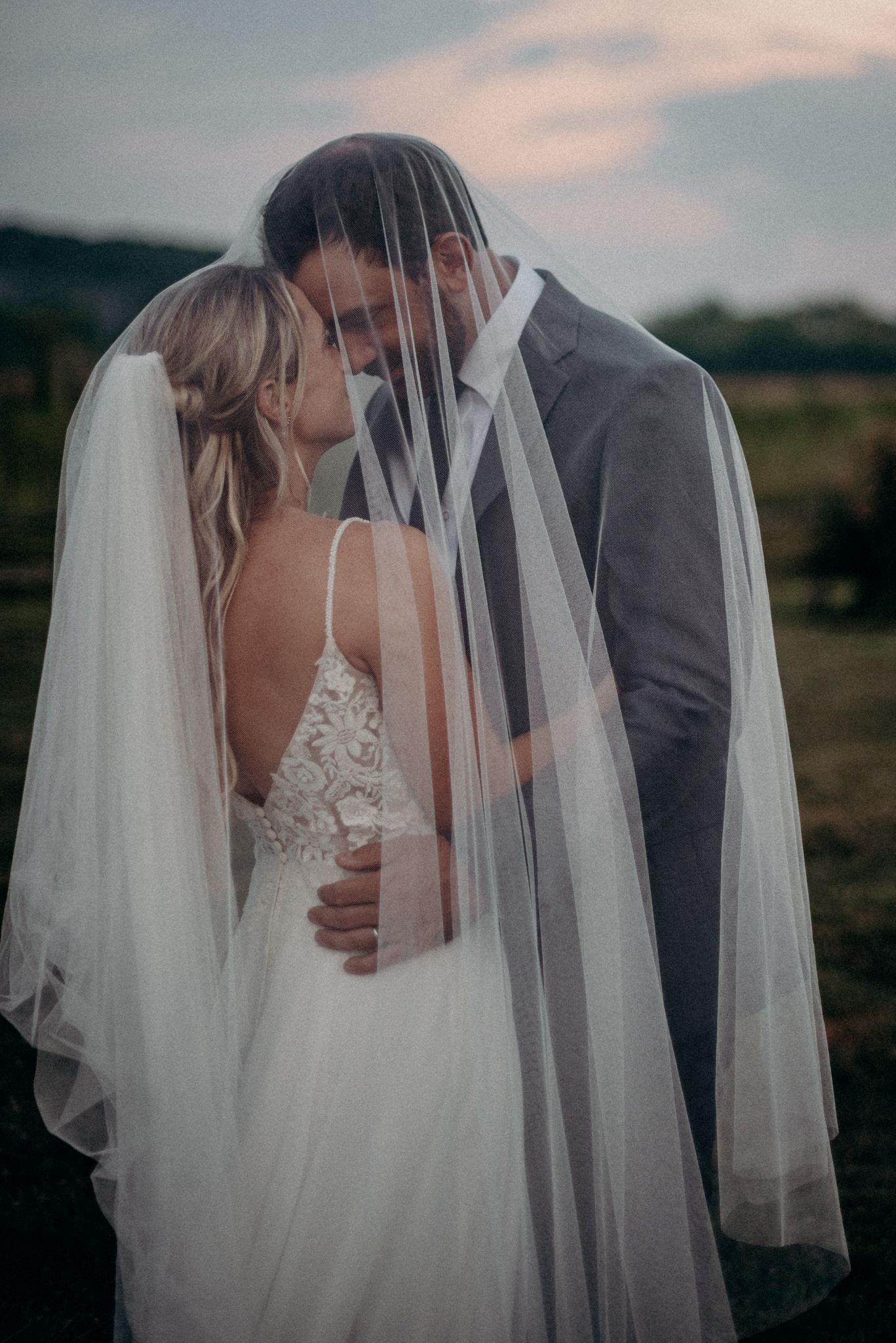 Veil shot at a Nashville Summer wedding at Southall Meadows.
