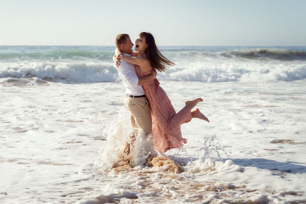 fun during an engagement photoshoot in the Northern Beaches