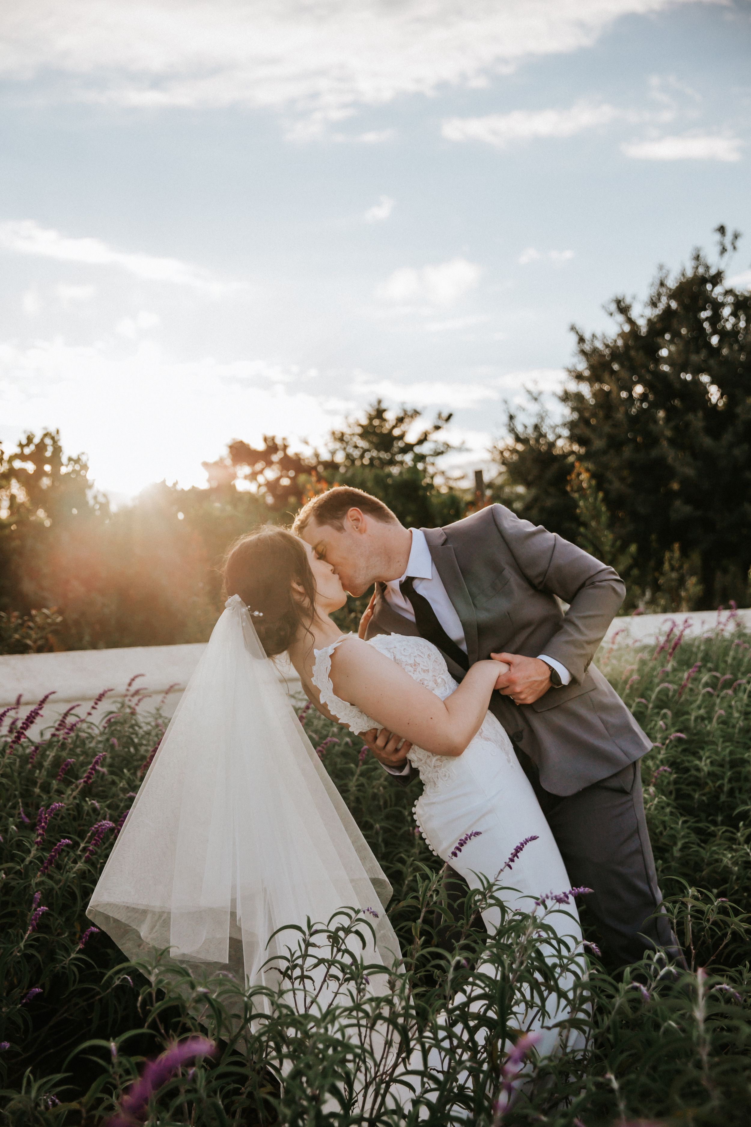 sunset wedding loch lynne estate lavender
