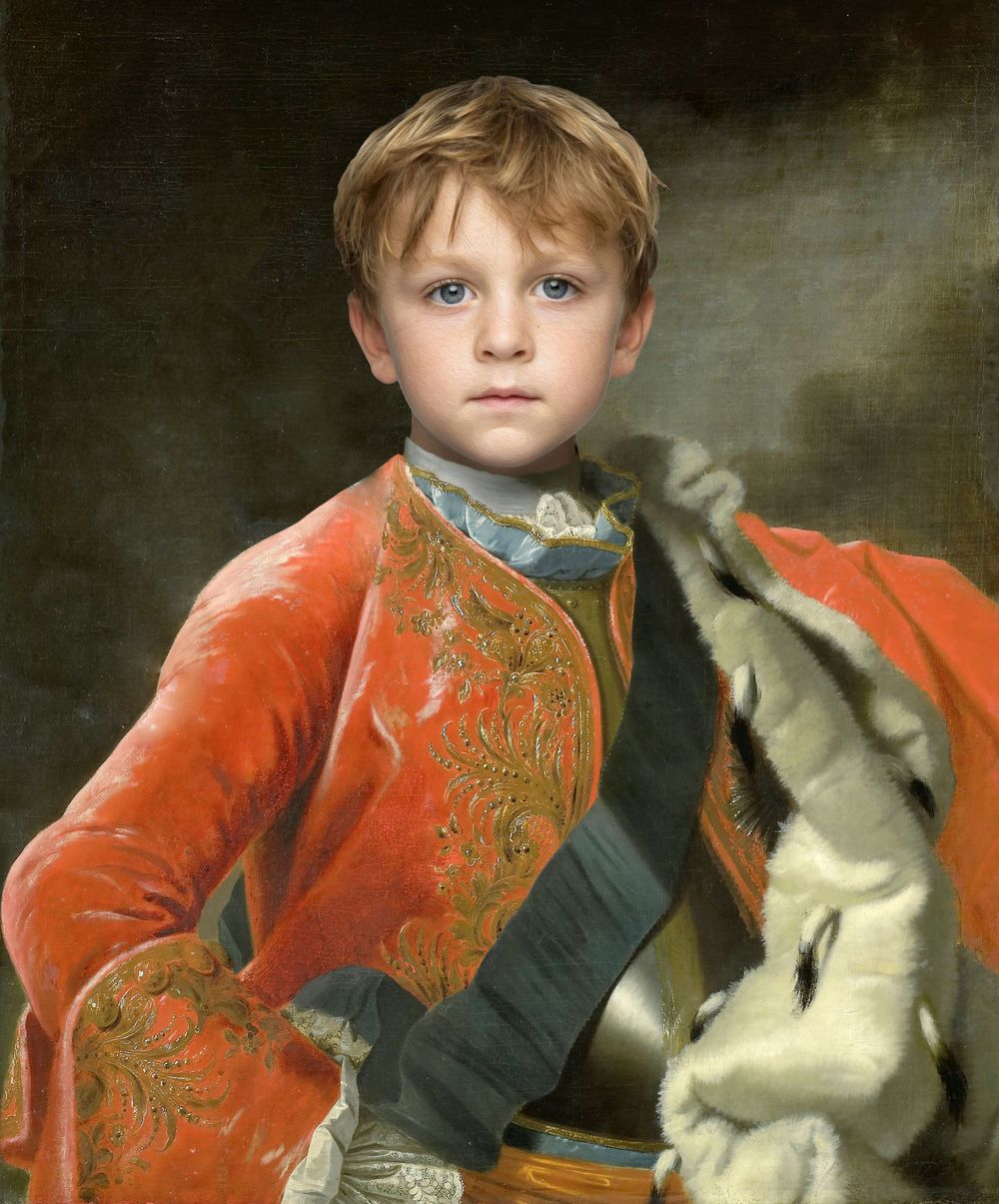 Regal boy fun portrait, photoshopped.