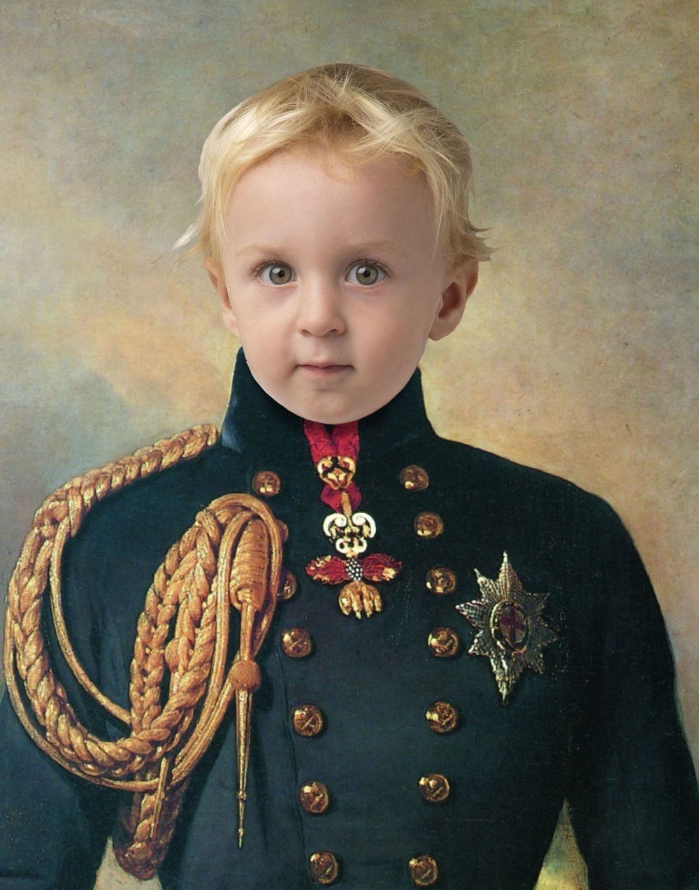 Regal boy portrait, photoshopped.