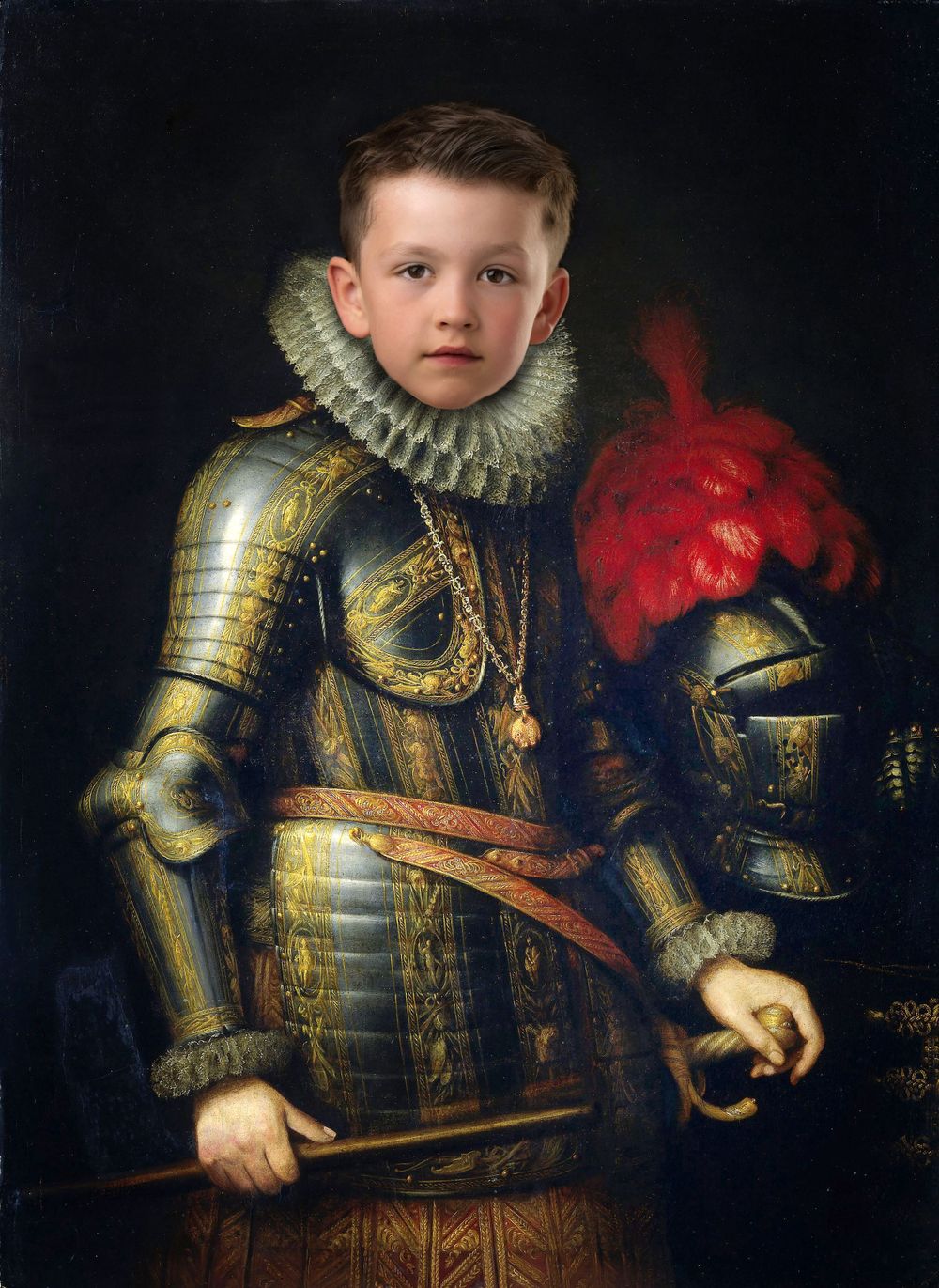 Regal boy portrait, photoshopped.