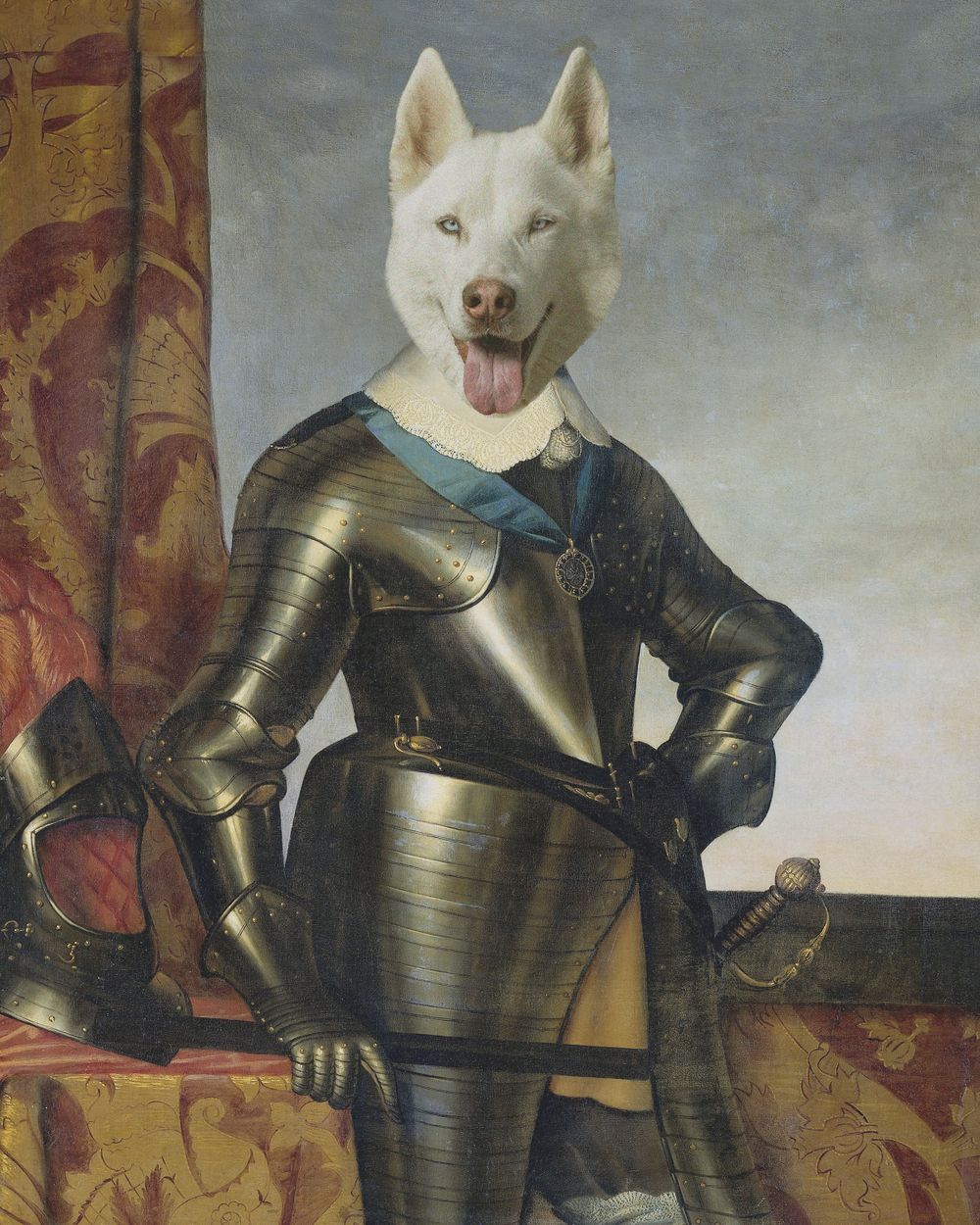 Regal dog portrait, photoshopped.