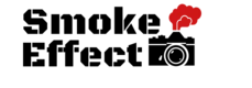 Black and red logo design for Smoke Effect photography with camera icon.