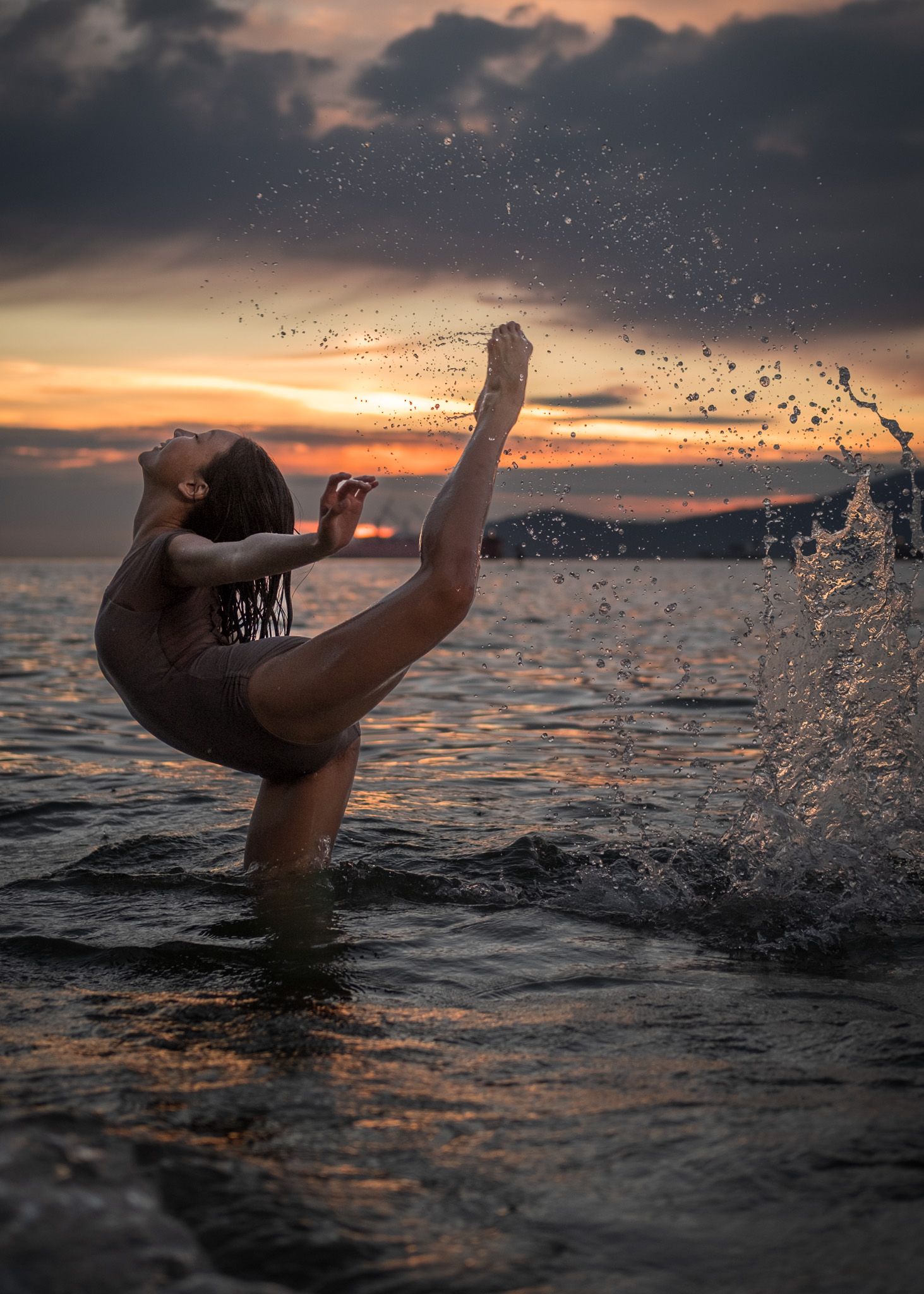 Dramatic sunset over water, location photography, North Vancouver photographer