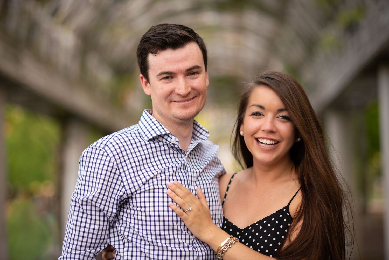 wedding Proposal engagement portraits at Christopher Columbus Park Boston North End trellis Leah Ramuglia photography