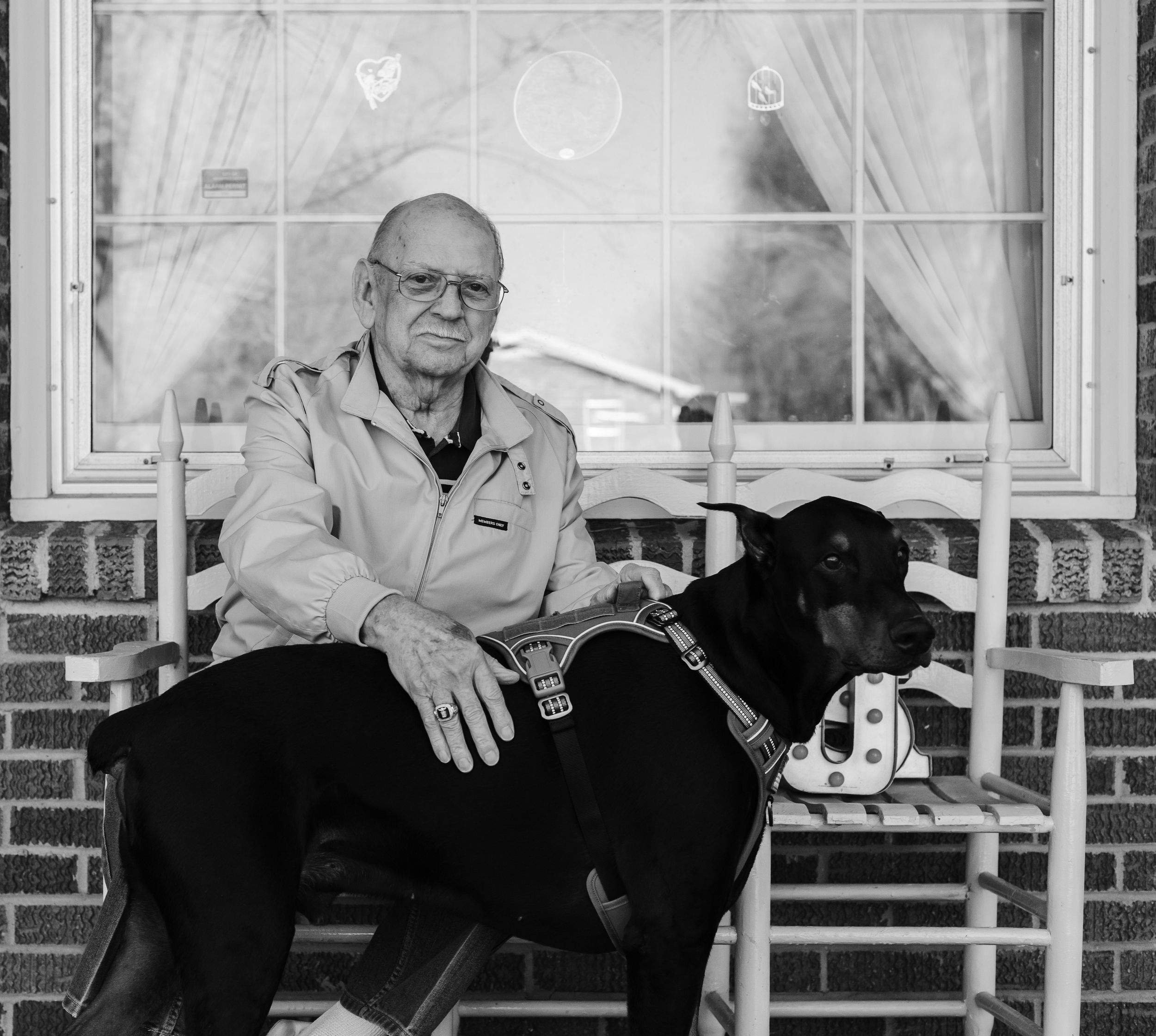 older gentlemen saying goodbye to his faithful companion