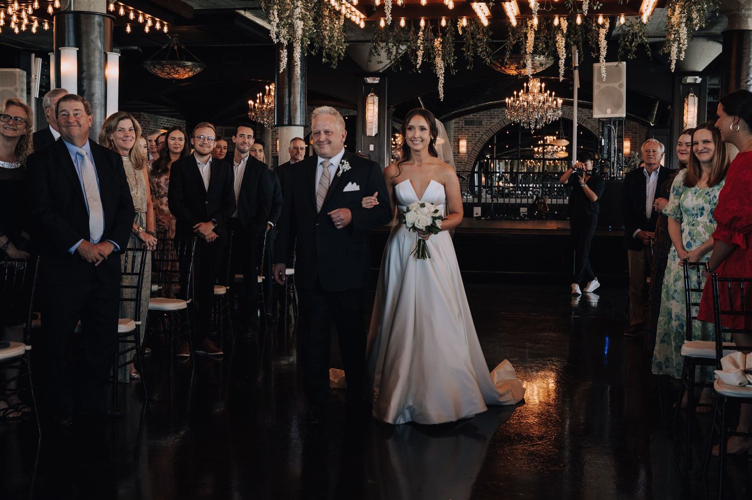 Modern wedding at The Astorian in Houston, Tx. Brides dress is from Anna Be Bridal.