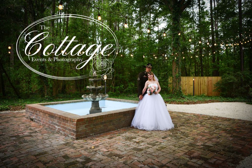 A courtyard with a wedding couple. Your day, your way