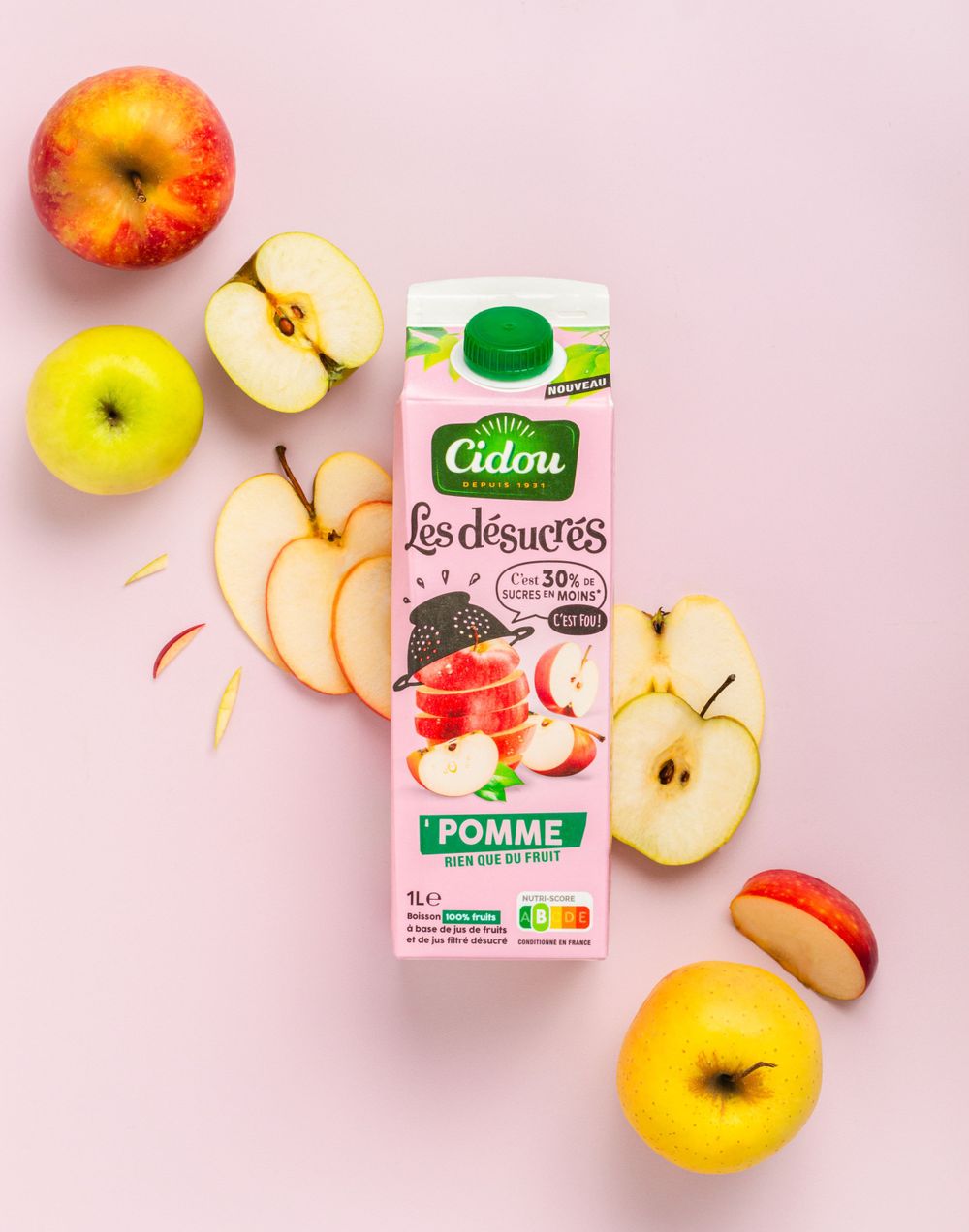 photo packshot élaboré jus de pomme