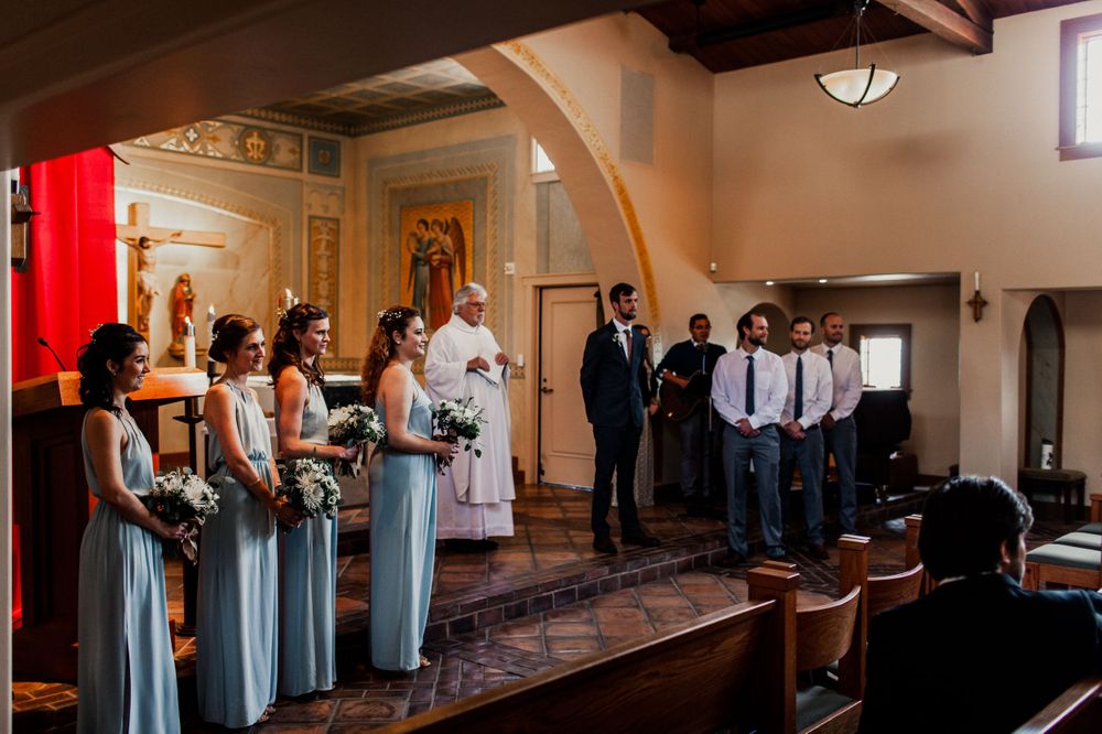 Wedding party inside St Francis Catholic Church