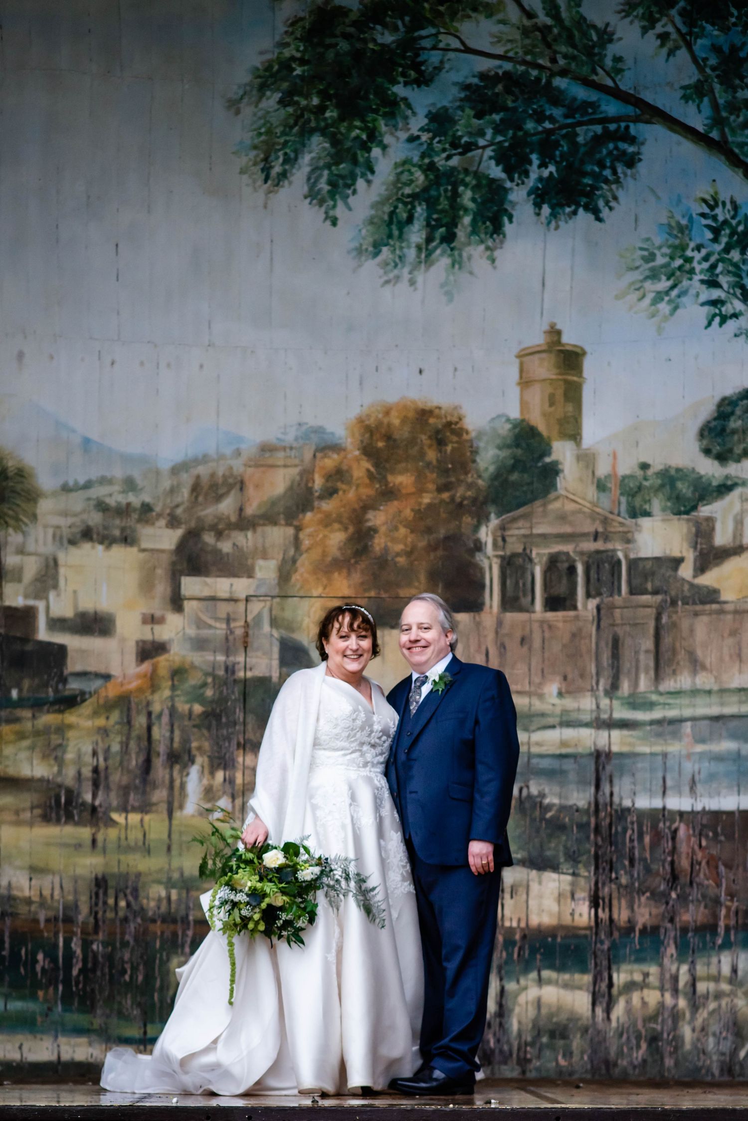Bride and Groom on stage  Larmer Tree by Zara Davis Wedding Photographer Gloucester stroud