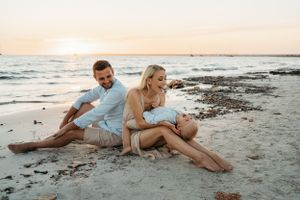 a family on the beach on Mallorca