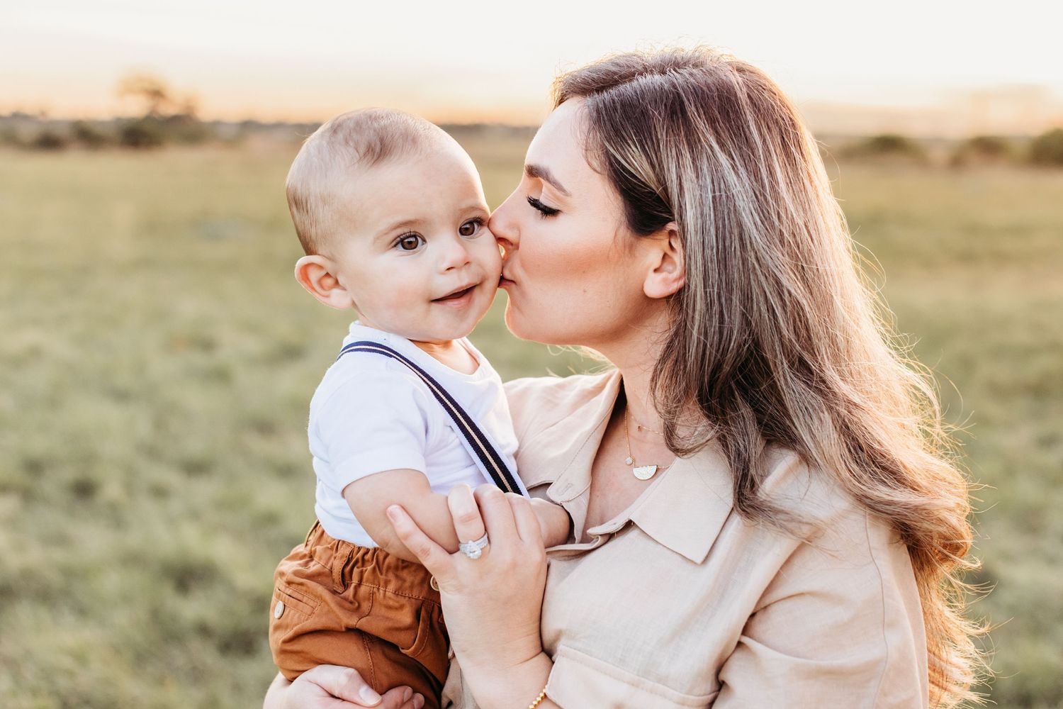 Sunset mother and baby photoshoot